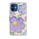 For iPhone 12 mini Fresh Painted Leather Phone Case(Oil Painting Purple Flowers) - 3