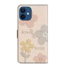 For iPhone 12 mini Fresh Painted Leather Phone Case(Beige Flowers) - 3