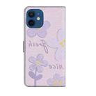 For iPhone 12 mini Fresh Painted Leather Phone Case(Small Lilac Flowers) - 3