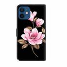 For iPhone 12 mini Fresh Painted Leather Phone Case(Black Flowers) - 3