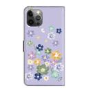 For iPhone 11 Pro Max Fresh Painted Leather Phone Case(Purple Floral) - 3