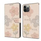 For iPhone 11 Pro Max Fresh Painted Leather Phone Case(Beige Flowers) - 1