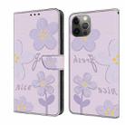 For iPhone 11 Pro Max Fresh Painted Leather Phone Case(Small Lilac Flowers) - 1