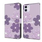 For iPhone 11 Fresh Painted Leather Phone Case(Dark Purple Flowers) - 1