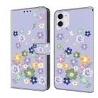 For iPhone 11 Fresh Painted Leather Phone Case(Purple Floral) - 1