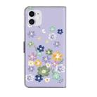 For iPhone 11 Fresh Painted Leather Phone Case(Purple Floral) - 3