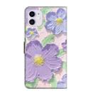 For iPhone 11 Fresh Painted Leather Phone Case(Oil Painting Purple Flowers) - 3