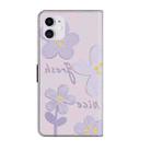 For iPhone 11 Fresh Painted Leather Phone Case(Small Lilac Flowers) - 3
