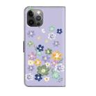 For iPhone 11 Pro Fresh Painted Leather Phone Case(Purple Floral) - 3