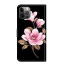 For iPhone 11 Pro Fresh Painted Leather Phone Case(Black Flowers) - 3