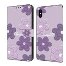 For iPhone X / XS Fresh Painted Leather Phone Case(Dark Purple Flowers) - 1