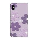 For iPhone X / XS Fresh Painted Leather Phone Case(Dark Purple Flowers) - 3