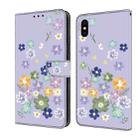 For iPhone X / XS Fresh Painted Leather Phone Case(Purple Floral) - 1