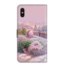 For iPhone X / XS Fresh Painted Leather Phone Case(Garden) - 3