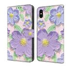 For iPhone X / XS Fresh Painted Leather Phone Case(Oil Painting Purple Flowers) - 1