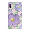 For iPhone X / XS Fresh Painted Leather Phone Case(Oil Painting Purple Flowers) - 3