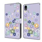 For iPhone XR Fresh Painted Leather Phone Case(Purple Floral) - 1