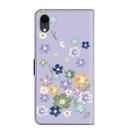 For iPhone XR Fresh Painted Leather Phone Case(Purple Floral) - 3