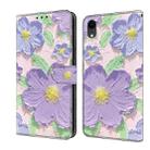 For iPhone XR Fresh Painted Leather Phone Case(Oil Painting Purple Flowers) - 1