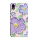 For iPhone XR Fresh Painted Leather Phone Case(Oil Painting Purple Flowers) - 3