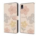 For iPhone XR Fresh Painted Leather Phone Case(Beige Flowers) - 1