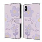 For iPhone XS Max Fresh Painted Leather Phone Case(Small Lilac Flowers) - 1