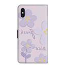 For iPhone XS Max Fresh Painted Leather Phone Case(Small Lilac Flowers) - 3