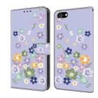 For iPhone 7 Plus / 8 Plus Fresh Painted Leather Phone Case(Purple Floral) - 1