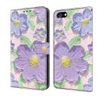 For iPhone 7 Plus / 8 Plus Fresh Painted Leather Phone Case(Oil Painting Purple Flowers) - 1