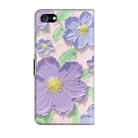 For iPhone 7 Plus / 8 Plus Fresh Painted Leather Phone Case(Oil Painting Purple Flowers) - 3