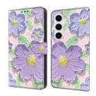 For Samsung Galaxy S24+ 5G Fresh Painted Leather Phone Case(Oil Painting Purple Flowers) - 1