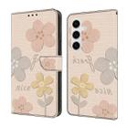 For Samsung Galaxy S24+ 5G Fresh Painted Leather Phone Case(Beige Flowers) - 1