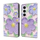 For Samsung Galaxy S24 FE 5G Fresh Painted Leather Phone Case(Oil Painting Purple Flowers) - 1