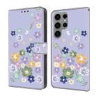 For Samsung Galaxy S24 Ultra 5G Fresh Painted Leather Phone Case(Purple Floral) - 1