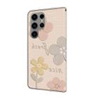 For Samsung Galaxy S24 Ultra 5G Fresh Painted Leather Phone Case(Beige Flowers) - 3