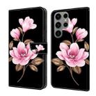 For Samsung Galaxy S23 Ultra 5G Fresh Painted Leather Phone Case(Black Flowers) - 1