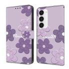 For Samsung Galaxy S23+ 5G Fresh Painted Leather Phone Case(Dark Purple Flowers) - 1