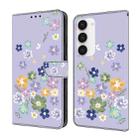 For Samsung Galaxy S23+ 5G Fresh Painted Leather Phone Case(Purple Floral) - 1