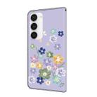 For Samsung Galaxy S23+ 5G Fresh Painted Leather Phone Case(Purple Floral) - 3