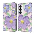 For Samsung Galaxy S23+ 5G Fresh Painted Leather Phone Case(Oil Painting Purple Flowers) - 1