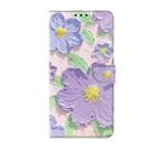 For Samsung Galaxy S23+ 5G Fresh Painted Leather Phone Case(Oil Painting Purple Flowers) - 2