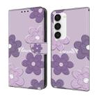 For Samsung Galaxy S23 5G Fresh Painted Leather Phone Case(Dark Purple Flowers) - 1