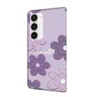 For Samsung Galaxy S23 5G Fresh Painted Leather Phone Case(Dark Purple Flowers) - 3