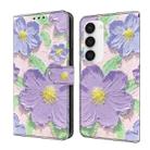 For Samsung Galaxy S23 5G Fresh Painted Leather Phone Case(Oil Painting Purple Flowers) - 1