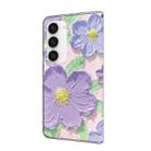 For Samsung Galaxy S23 5G Fresh Painted Leather Phone Case(Oil Painting Purple Flowers) - 3