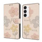 For Samsung Galaxy S23 5G Fresh Painted Leather Phone Case(Beige Flowers) - 1