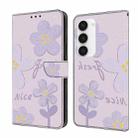 For Samsung Galaxy S23 5G Fresh Painted Leather Phone Case(Small Lilac Flowers) - 1