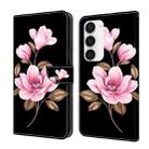 For Samsung Galaxy S23 5G Fresh Painted Leather Phone Case(Black Flowers) - 1