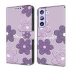 For Samsung Galaxy S22 5G Fresh Painted Leather Phone Case(Dark Purple Flowers) - 1