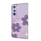 For Samsung Galaxy S22 5G Fresh Painted Leather Phone Case(Dark Purple Flowers) - 3